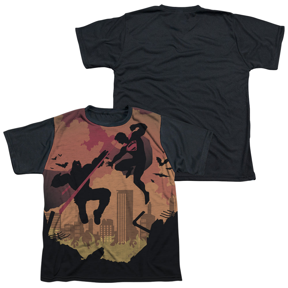 Batman v Superman Silhouette Fight - Youth Black Back T-Shirt Youth Black Back T-Shirt (Ages 8-12) Batman   