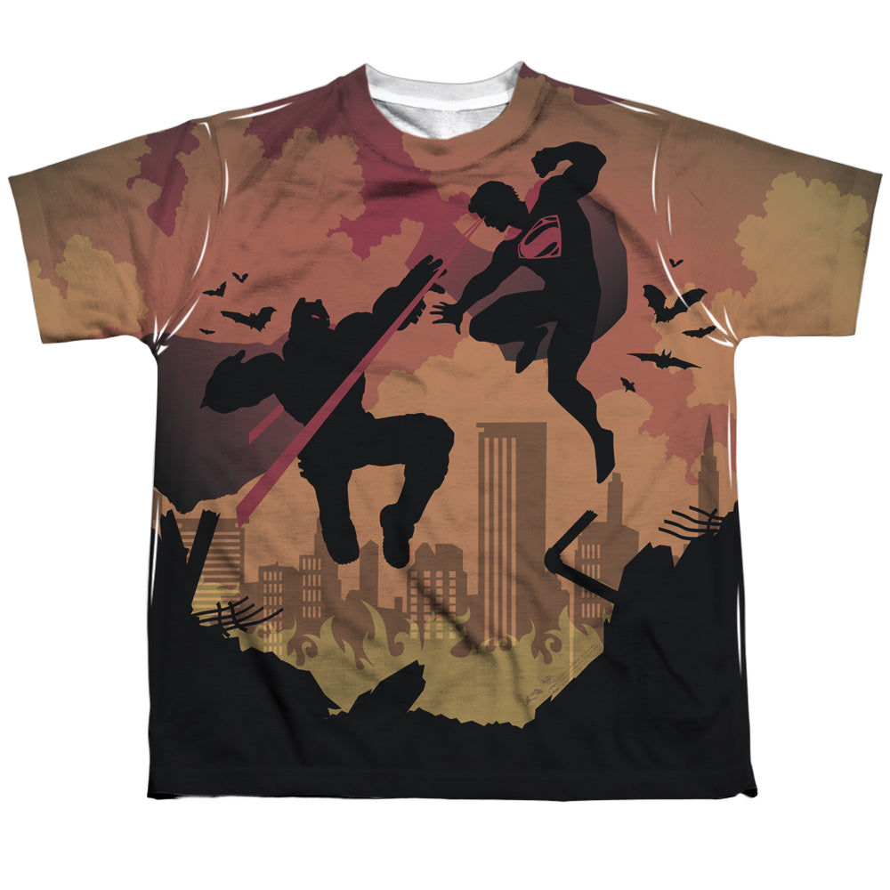 Batman v Superman Silhouette Fight - Youth All-Over Print T-Shirt Youth All-Over Print T-Shirt (Ages 8-12) Batman   