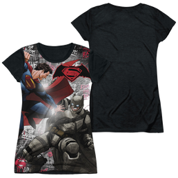 Batman v Superman Showdown - Juniors Black Back T-Shirt Juniors Black Back T-Shirt Batman   