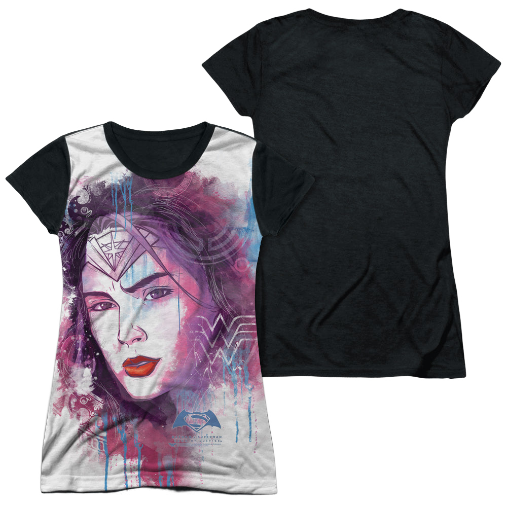 Batman v Superman Watercolor Wonder Sub - Juniors Black Back T-Shirt Juniors Black Back T-Shirt Batman   