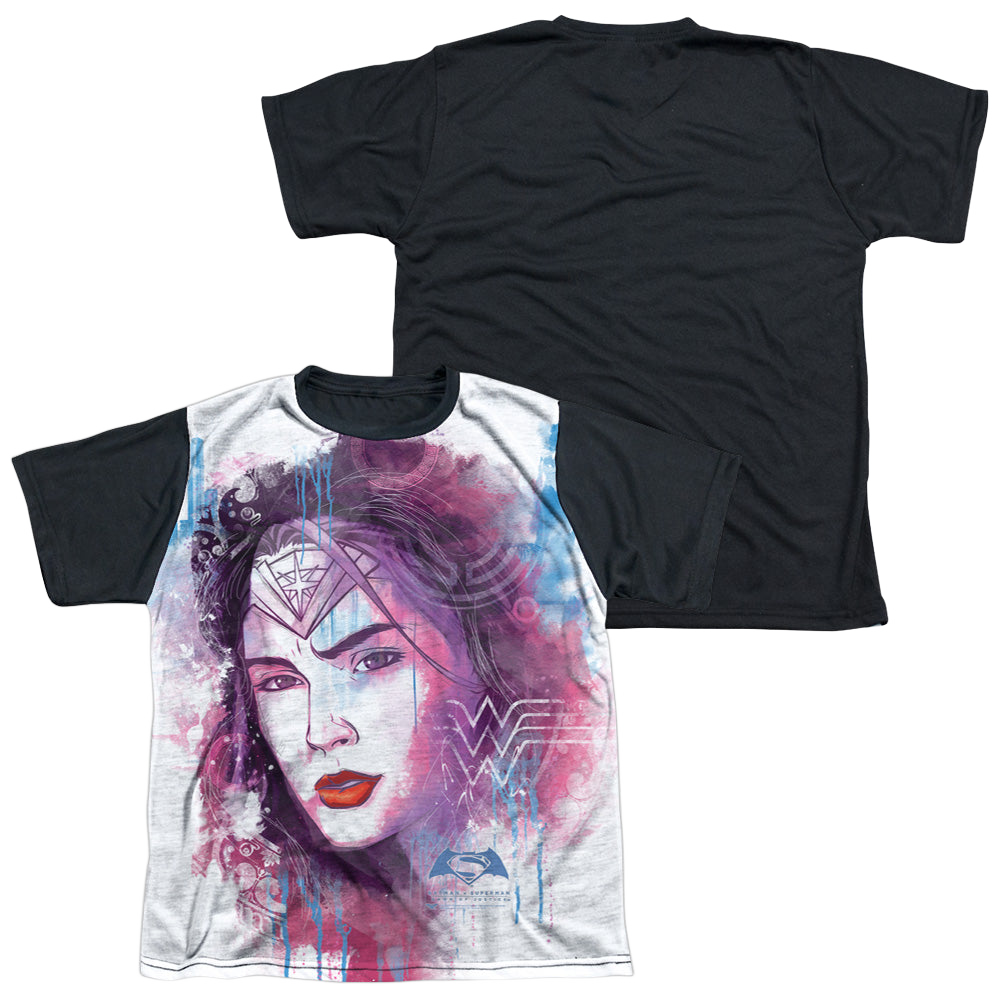 Batman v Superman Watercolor Wonder Sub - Youth Black Back T-Shirt Youth Black Back T-Shirt (Ages 8-12) Batman   