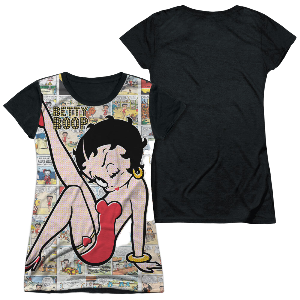 Betty Boop Vintage Strips - Juniors Black Back T-Shirt Juniors Black Back T-Shirt Betty Boop   