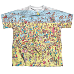 Where's Waldo Beach Scene - Youth All-Over Print T-Shirt Youth All-Over Print T-Shirt (Ages 8-12) Where's Waldo   