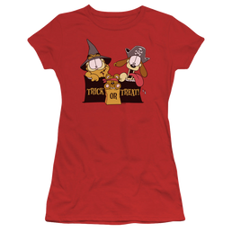 Garfield Trick Or Treat - Juniors T-Shirt Juniors T-Shirt Garfield   