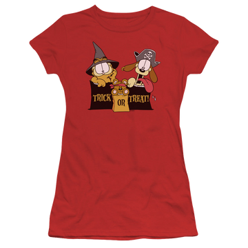 Garfield Trick Or Treat - Juniors T-Shirt Juniors T-Shirt Garfield   