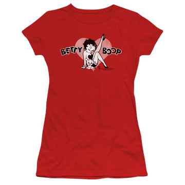 Red juniors t-shirt with Betty Boop Vintage Cutie Pup graphic