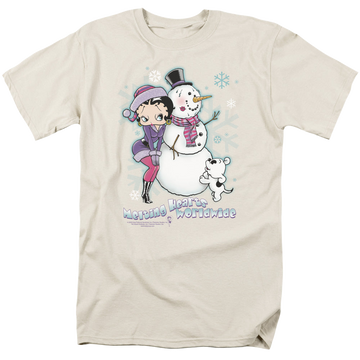 Cream men's regular fit t-shirt with Betty Boop Melting Hearts graphic