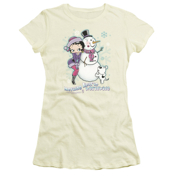 Cream juniors t-shirt with Betty Boop Melting Hearts graphic
