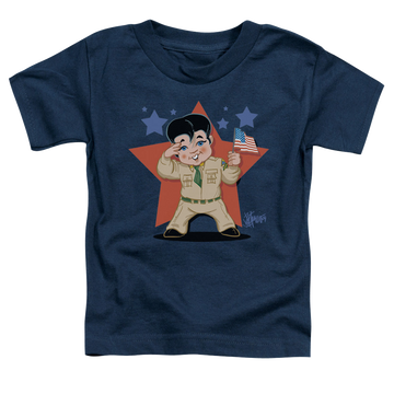 Navy kid's t-shirt for ages 4 to 7 with Elvis Presley Lil G I graphic