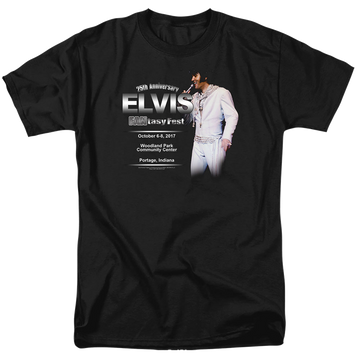 Black men's regular fit t-shirt with Elvis Presley 25Th Fanfasty Fest graphic