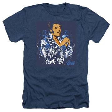Navy men's heather t-shirt with Elvis Presley That Look Floral graphic