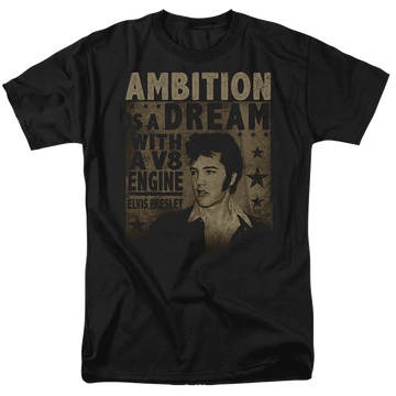 Black men's regular fit t-shirt with Elvis Presley Ambition graphic