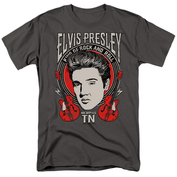 Charcoal men's regular fit t-shirt with Elvis Presley Elvis Rock graphic