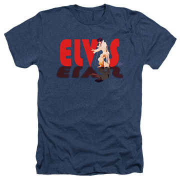 Navy men's heather t-shirt with Elvis Presley Reflections Of Vegas graphic