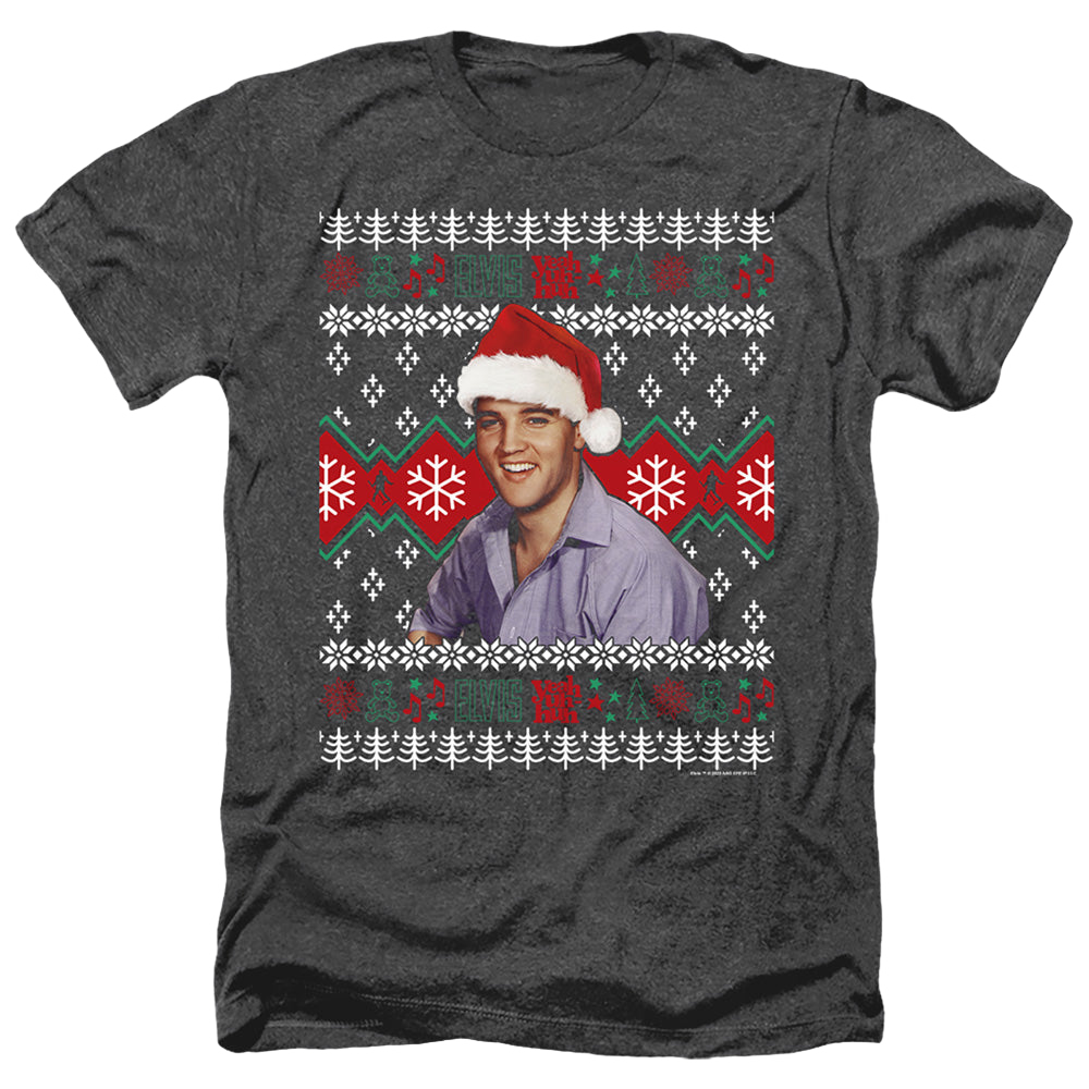 Elvis Presley Ugly Christmas Sweater - Men's Heather T-Shirt Men's Heather T-Shirt Elvis Presley   