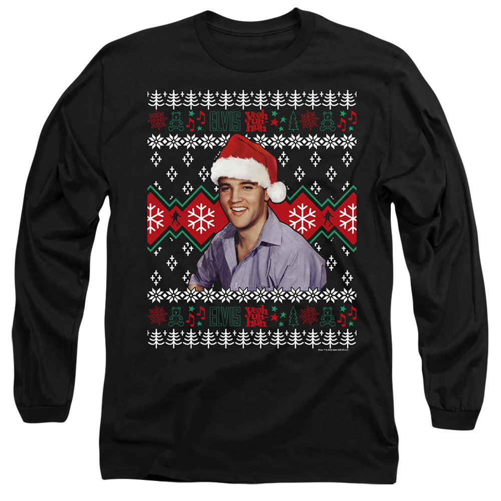 Elvis Presley Ugly Christmas Sweater - Men's Long Sleeve T-Shirt Men's Long Sleeve T-Shirt Elvis Presley   