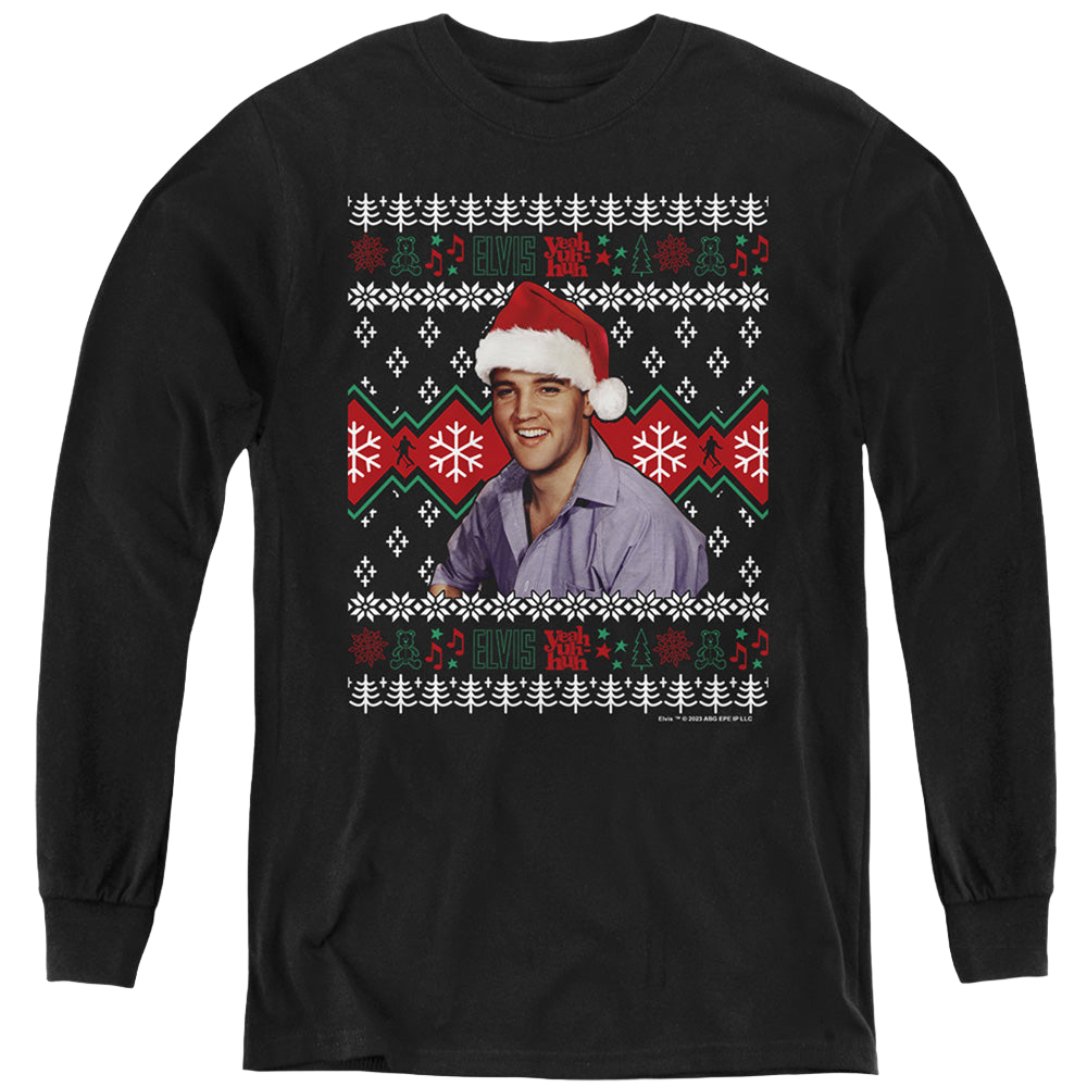 Elvis Presley Ugly Christmas Sweater - Youth Long Sleeve T-Shirt Youth Long Sleeve T-Shirt Elvis Presley   