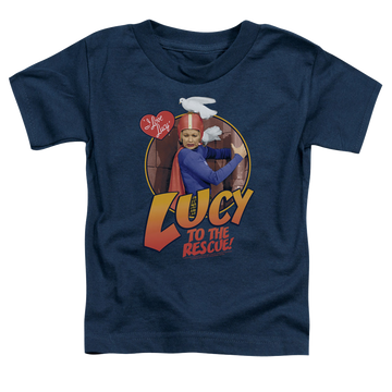 Navy kid's t-shirt for ages 4 to 7 with I Love Lucy To The Rescue graphic