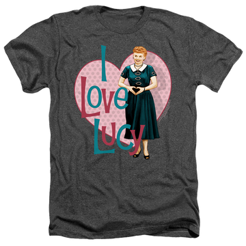 Charcoal men's heather t-shirt with I Love Lucy Heart You graphic