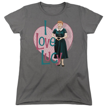Charcoal women's t-shirt with I Love Lucy Heart You graphic