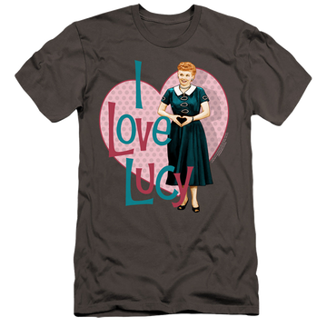 Charcoal men's premium slim fit t-shirt with I Love Lucy Heart You graphic