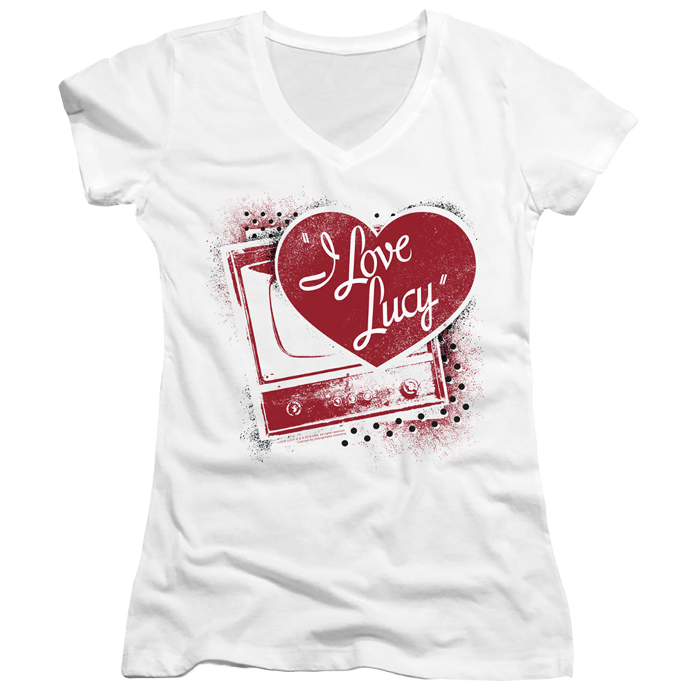I Love Lucy Spray Paint Heart - Juniors V-Neck T-Shirt Juniors V-Neck T-Shirt I Love Lucy   