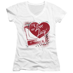 I Love Lucy Spray Paint Heart - Juniors V-Neck T-Shirt Juniors V-Neck T-Shirt I Love Lucy   