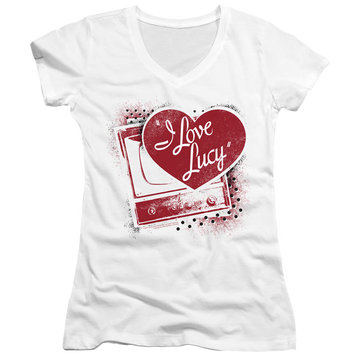 I Love Lucy Spray Paint Heart - Juniors V-Neck T-Shirt Juniors V-Neck T-Shirt I Love Lucy   