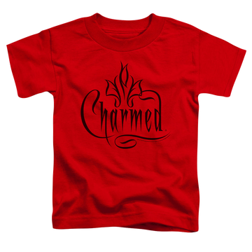 Red kid's t-shirt for ages 4 to 7 with Charmed Logo graphic