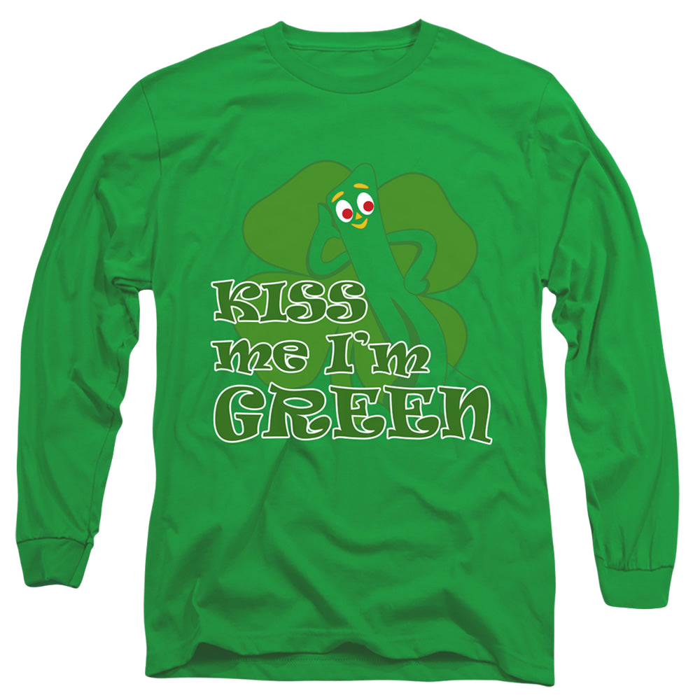 Gumby Kiss Me Im Green - Men's Long Sleeve T-Shirt Men's Long Sleeve T-Shirt Gumby   