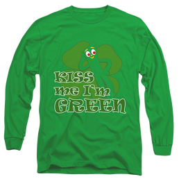 Gumby Kiss Me Im Green - Men's Long Sleeve T-Shirt Men's Long Sleeve T-Shirt Gumby   