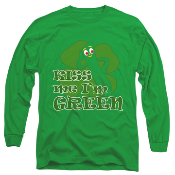 Gumby Kiss Me Im Green - Men's Long Sleeve T-Shirt Men's Long Sleeve T-Shirt Gumby   