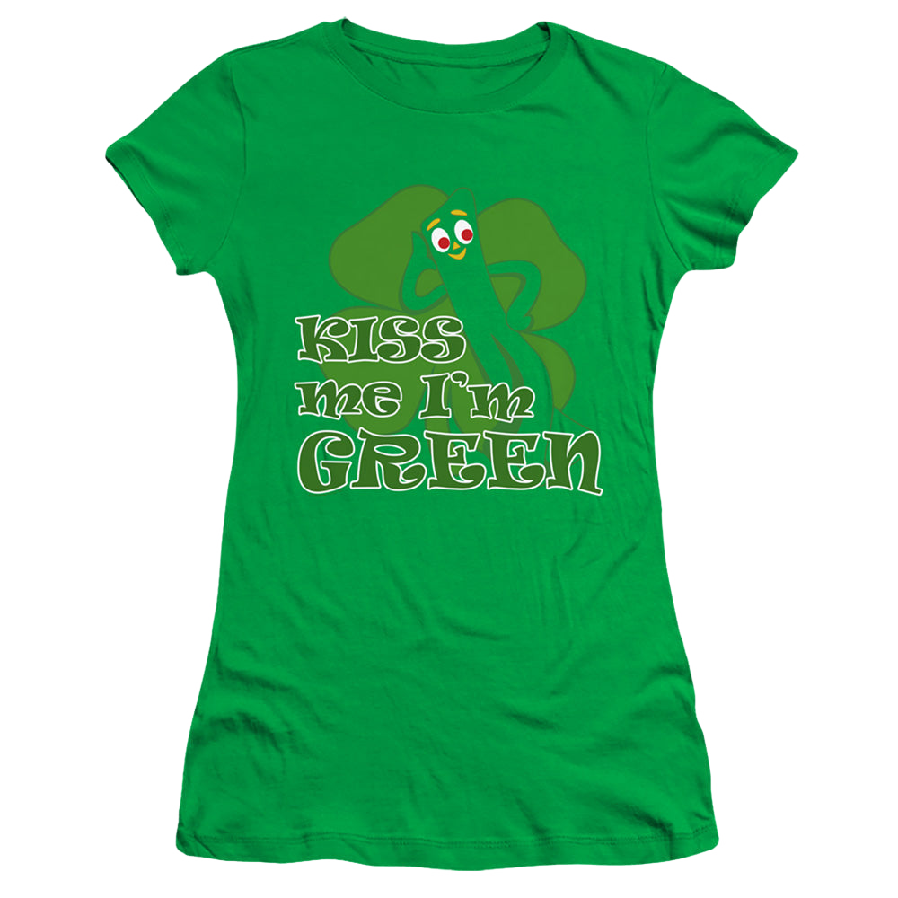 Gumby Kiss Me Im Green - Juniors T-Shirt Juniors T-Shirt Gumby   