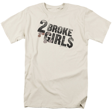 Cream men's regular fit t-shirt with 2 Broke Girls Pocket Change graphic