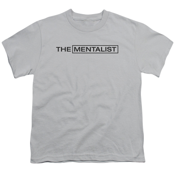 Silver youth t-shirt for ages 8 to 12 with The Mentalist Logo graphic
