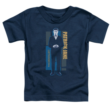 Navy kid's t-shirt for ages 4 to 7 with The Mentalist Patrick Jane graphic