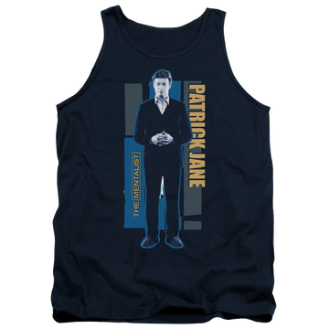 Navy men's tank with The Mentalist Patrick Jane graphic