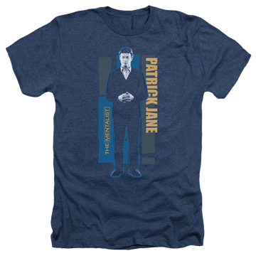 Navy men's heather t-shirt with The Mentalist Patrick Jane graphic