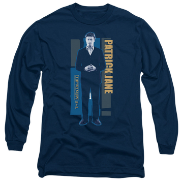 Navy men's long sleeve t-shirt with The Mentalist Patrick Jane graphic