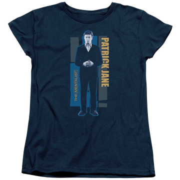 Navy women's t-shirt with The Mentalist Patrick Jane graphic
