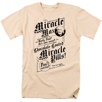 Cream men's regular fit t-shirt with The Princess Bride Miracle Max graphic