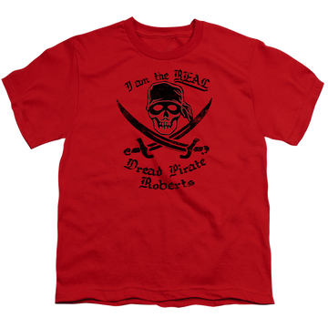 Red youth t-shirt for ages 8 to 12 with The Princess Bride The Real Dpr graphic