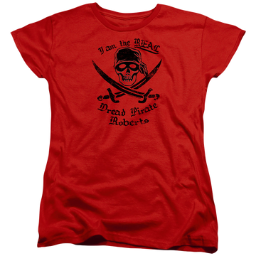Red women's t-shirt with The Princess Bride The Real Dpr graphic