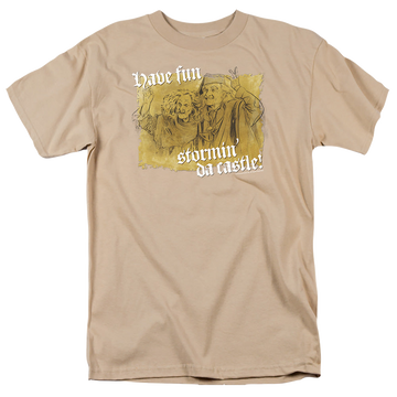 Sand men's regular fit t-shirt with The Princess Bride Stormin Da Castle graphic