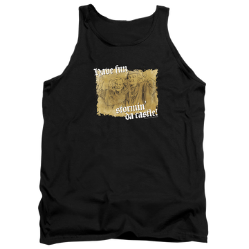 Black men's tank with The Princess Bride Stormin Da Castle graphic