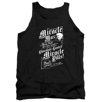 Black men's tank with The Princess Bride Miracle Max graphic