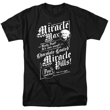 Black men's regular fit t-shirt with The Princess Bride Miracle Max graphic