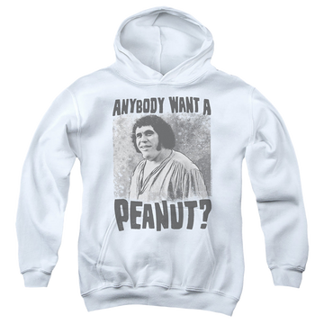 White youth hoodie for ages 8 to 12 with The Princess Bride A Giant Snack graphic