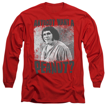 Red men's long sleeve t-shirt with The Princess Bride A Giant Snack graphic
