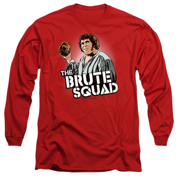 Red men's long sleeve t-shirt with The Princess Bride Brute Squad graphic